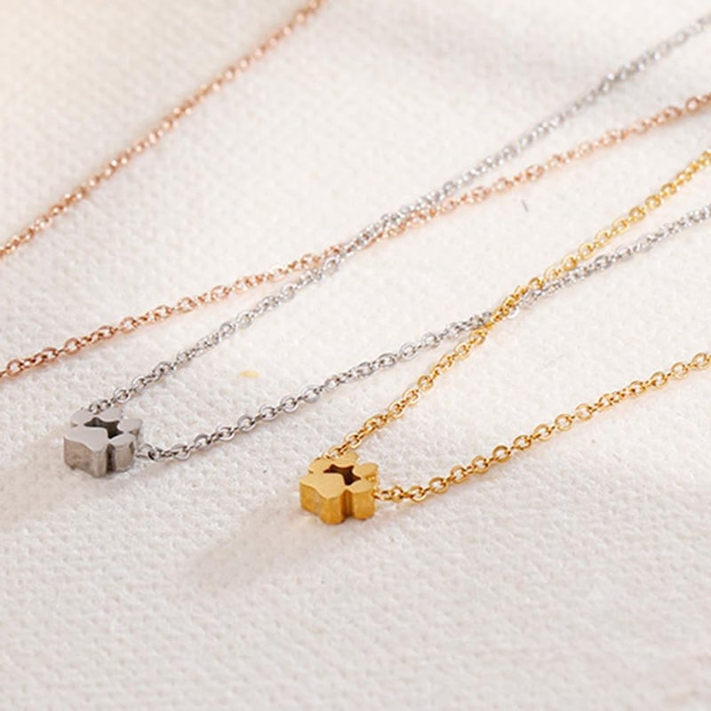 OIDIMS Dog Cat Paw Necklace Lovely Animal Choker Dainty Paw Print Pendant Necklace Chic Little Dog Kitten Pet Adjustable Charm Necklace Birthday Valentine's Day Gifts Minimalist Jewelry for Women Mom - Image 4